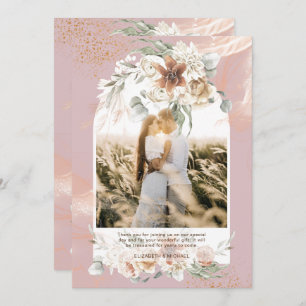 Cartão De Agradecimento Dusty Rosa Pampas Grass FOTO Floral OBRIGADA