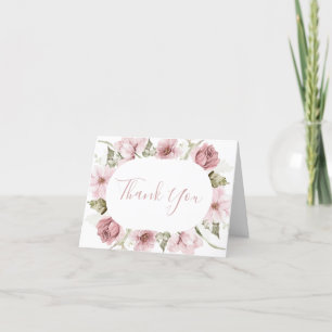 Cartão De Agradecimento Dusty Rose, Blush & Sage Aquarela