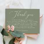 Cartão De Agradecimento Dusty Sage Green Script Wedding | Elegante Rustic<br><div class="desc">Envie obrigados incríveis com este elegante cartões de agradecimentos de casamento em verde suave e empoeirado, apresentando um roteiro gracioso em um fundo verde-mudo. Subestimada e eterno, o tom de sábio vintage adiciona um charme botânico quente - perfeito para jardins, rústicos ou casamentos minimalistas. Ideal para primavera, verão, ocasiões de...</div>