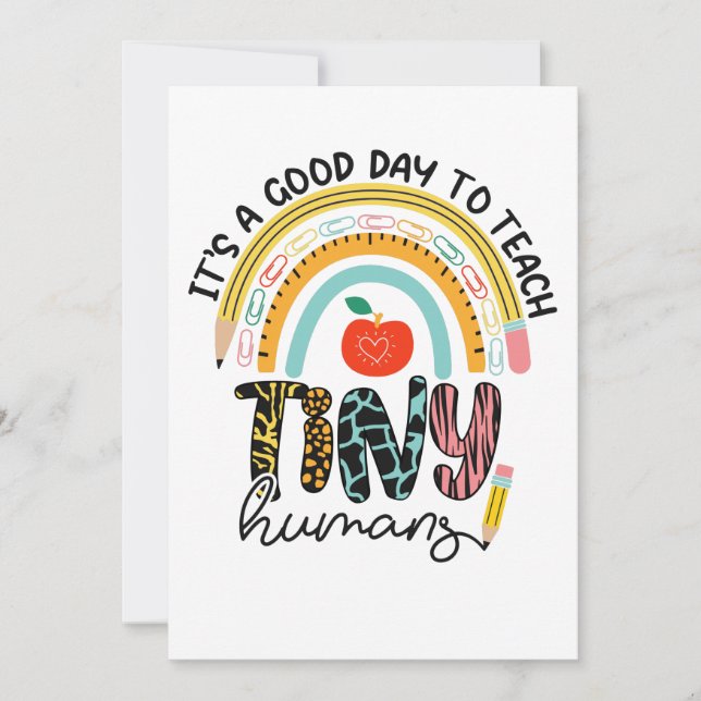 Cartão De Agradecimento É Um Bom Dia Ensinar Humanos Pequenos, Sem 1/2 (Frente)