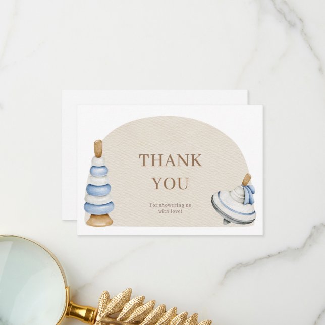 Cartão De Agradecimento É um "Boy Bolocks and Toys Books Para Bebê" (Frente/Verso In Situ)