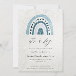 CARTÃO DE AGRADECIMENTO É UM CHÁ DE FRALDAS AZUL AQUA BOY RAINBOW.