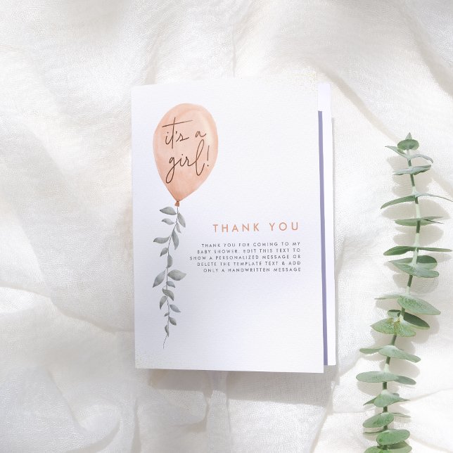 Cartão De Agradecimento É Um Chá de fraldas Verde Para Uma Garota, Obrigad (Criador carregado)