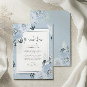 Cartão De Agradecimento É Um Menino Blue Floral Peony Baby Shower 