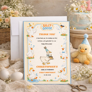 Cartão De Agradecimento É UMA Diversão Silly Goose Retro Moderno de 1º Ani