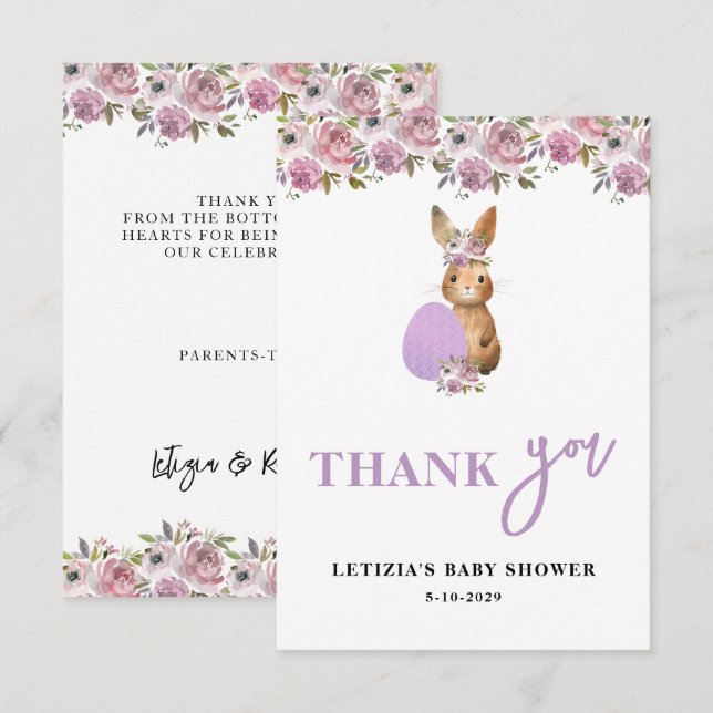 Cartão De Agradecimento Easter Baby Shower (Frente/Verso)
