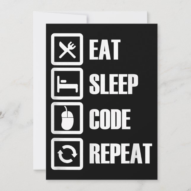 Cartão De Agradecimento Eat Sleep Code Repetir Engenheiro de programação d (Frente)