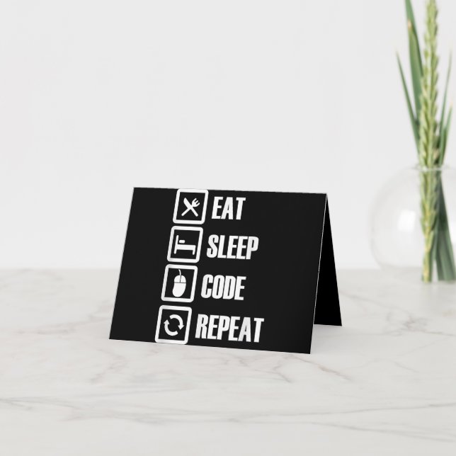 Cartão De Agradecimento Eat Sleep Code Repetir Engenheiro de programação d (Frente)