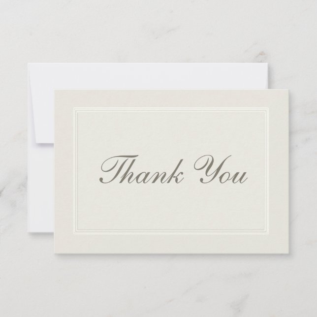 Cartão De Agradecimento Ecru Sonha Casamento Tradicional Formal Obrigado (Frente)