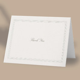 Cartão De Agradecimento Ecrú Triplo Formal Elegante Clássico Moderno Casam