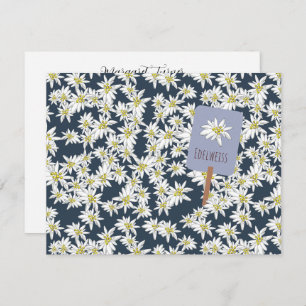 Cartão De Agradecimento Edelweiss Alpino Wildflower Boho Ilustrado À Mão