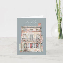 Cartão De Agradecimento Edifício Histórico Nova Orleans Aquarela