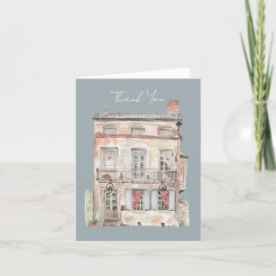 Cartão De Agradecimento Edifício Histórico Nova Orleans Aquarela