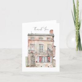 Cartão De Agradecimento Edifício Histórico Nova Orleans Aquarela