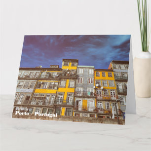 Cartão De Agradecimento Edifícios coloridos do distrito de Ribeira, no Por