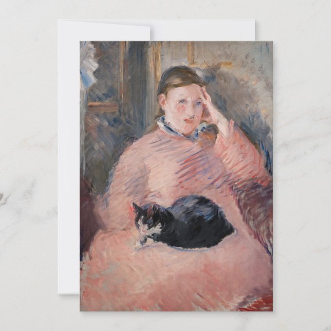 Cartão De Agradecimento Edouard Manet - Mulher com gato (Frente)