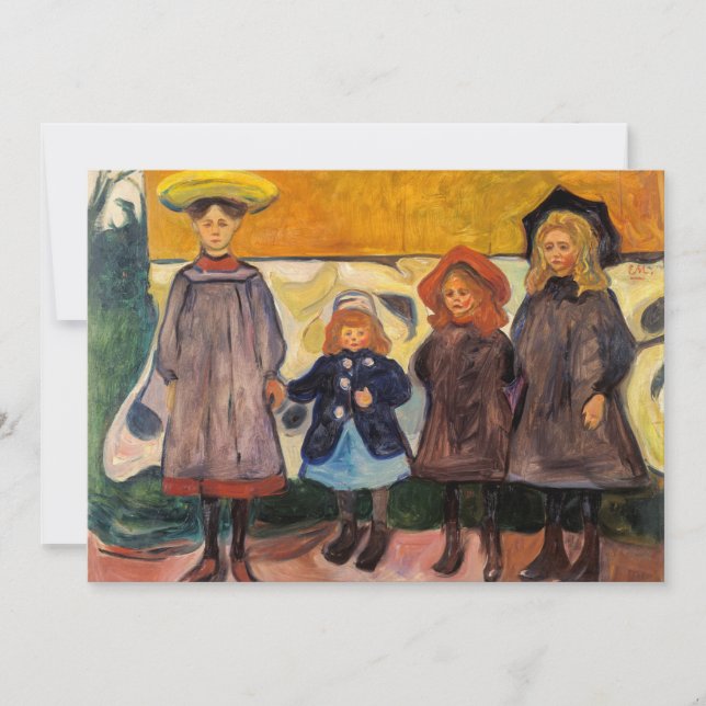 Cartão De Agradecimento Edvard Munch - Quatro Meninas em Asgardstrand (Frente)