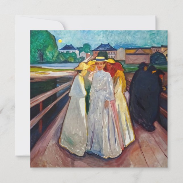Cartão De Agradecimento Edvard Munch - The Girls on the Bridge 1903 (Frente)