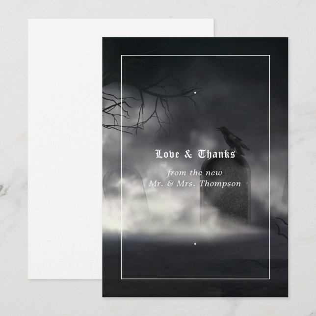 Cartão De Agradecimento Eerie Gothic Wedding (Frente/Verso)
