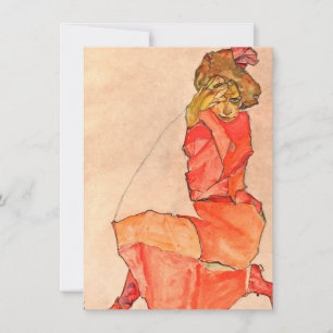 Cartão De Agradecimento Egon Schiele - fêmea de ajoelhamento no vestido d
