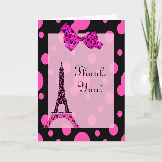 Cartão De Agradecimento Eiffel Tower Paris Obrigado Nota (Frente)
