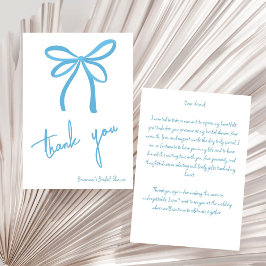 Cartão De Agradecimento Ela é casando arco de fita azul