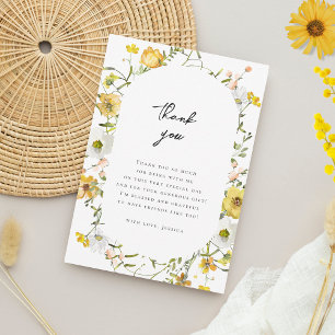 Cartão De Agradecimento Ela Encontrou Seu Chuveiro de Noiva Floral Amarelo