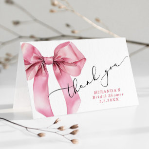 Cartão De Agradecimento Ela está dando o nó Laço Rosa Noiva