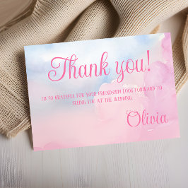 Cartão De Agradecimento Ela está no Chá de panela de Aquarela Rosa 9