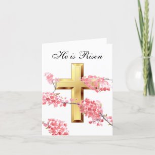 Cartão De Agradecimento Ele é Risen Watercolor Páscoa Blossom Cross