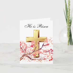 Cartão De Agradecimento Ele é Risen Watercolor Páscoa Blossom Cross Obriga