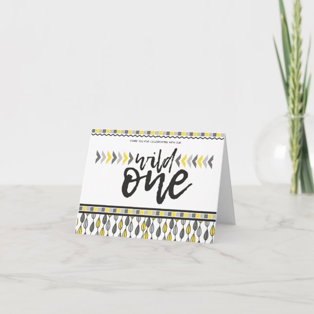 Cartão De Agradecimento Ele é um selvagem Primeiro Aniversário Obrigado No (Frente)