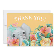 Elefante Amarelo Cor-de-Rosa Floral Obrigado