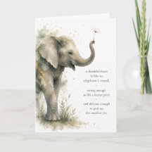 Cartão de Agradecimento Elefante Aquarela Coração