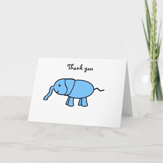 Cartão De Agradecimento Elefante azul bebê (Frente)