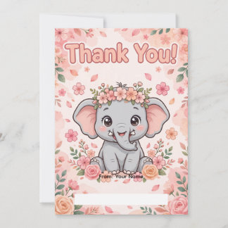 Cartão de Agradecimento Elefante Bebê Fofo