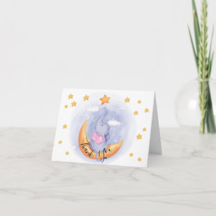 Cartão De Agradecimento Elefante Cute   Chá de fraldas de animais