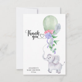 Cartão De Agradecimento Elefante e balão Obrigado