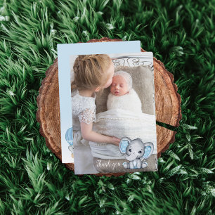 Cartão De Agradecimento Elefante Foto Balão Chá Bebê