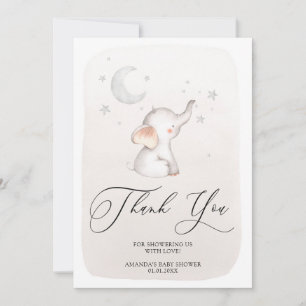 Cartão De Agradecimento Elefante Gato Beige Chá de fraldas Neutro de Gên