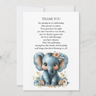 Cartão De Agradecimento Elefante Para Bebês Em Flores