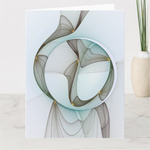 Cartão De Agradecimento Elegância Abstrata Moderna Turquesa Marrom Dourado