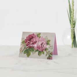 Cartão De Agradecimento Elegância da Rosa Repolho Vintage