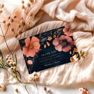 Cartão De Agradecimento Elegância do Casamento Floral Gótico