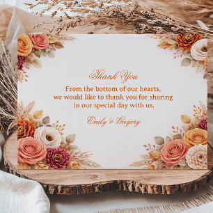 Cartão De Agradecimento Elegância Floral de Outono Gratidão