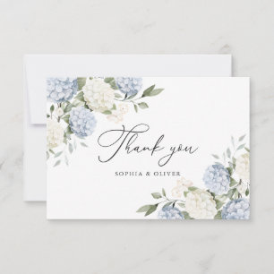 Cartão De Agradecimento Elegância Floral Hortênsia Azul Verdura