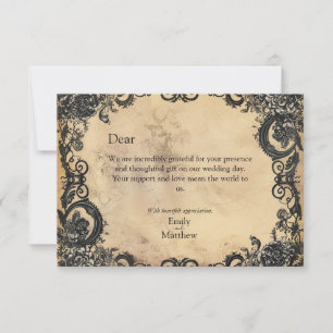 Cartão De Agradecimento Elegância Gótica Vitoriana para Casamento