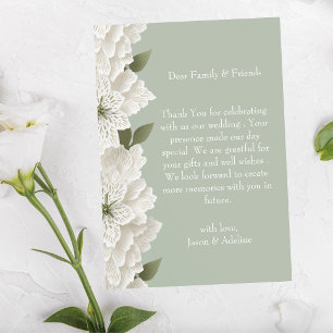 Cartão De Agradecimento Elegância Luxuosa em Verde Salvia para Casamento F