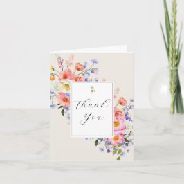 Cartão De Agradecimento Elegância Rosa Boho Floral Obrigado