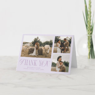 Cartão De Agradecimento Elegância Rústica Multi Foto Casamento Lilás